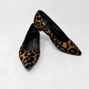 [Vionic] Lena Leopard Print Calf Hair Pointed Toe Ballet Flats Comfort Size 5